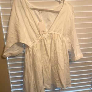 Petal and Pup Deep V linen dress